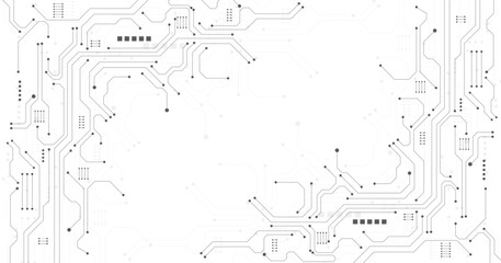 Technology black circuit diagram concept. High-tech circuit board connection system.Vector abstract technology on white background.	