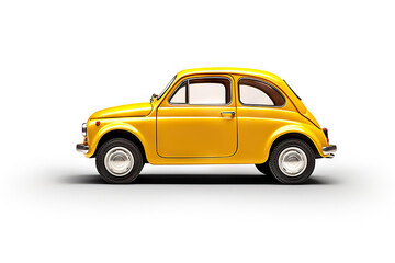Yellow Toy Retro Car, a Nostalgic Delight, Captured on White Background. created with Generative AI