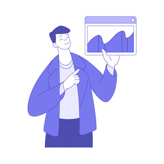 Man with Graph Analyzing Financial Profit Growth and Evaluating Revenue and Expense Vector Illustration