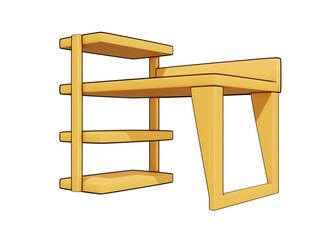 3d wooden table icon isolated object
