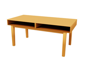 3d wooden table icon isolated object