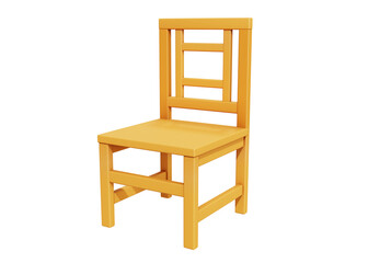 3d wooden chair icon object isolated