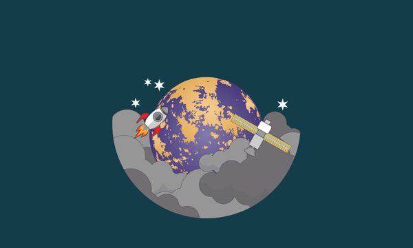 Rocket in flat style, vector illustration. space travel to the Mercury