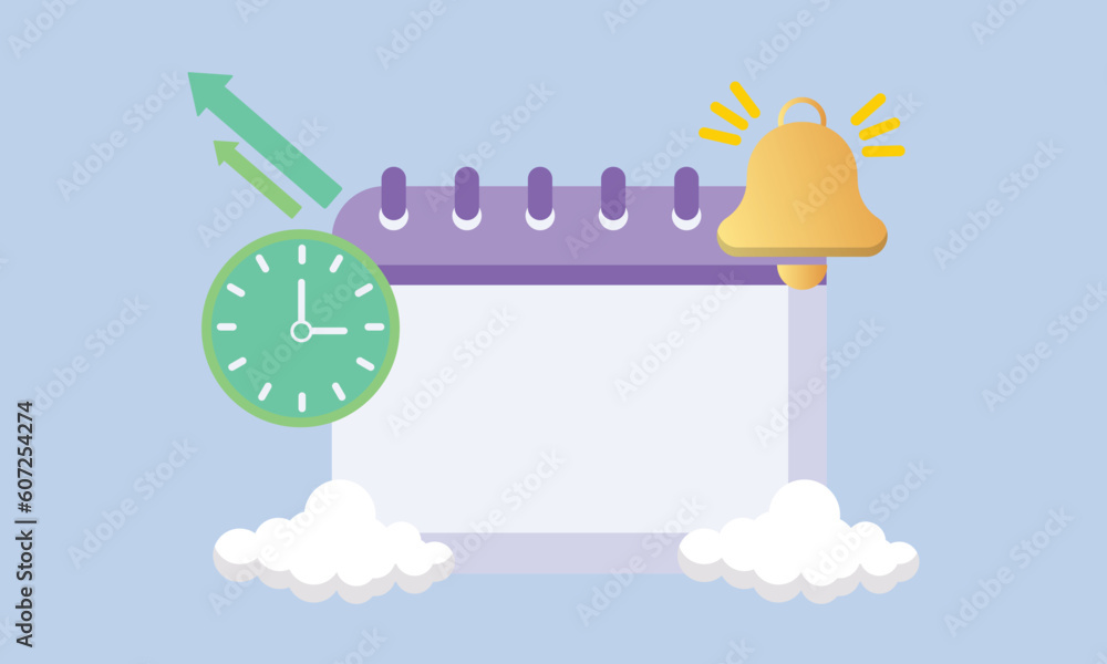 Poster reminder in calendar. notifications page with floating elements.business planning ,events, reminder 