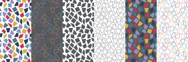 Colorful tetragon confetti cut, seamless pattern background vector 