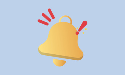 Gold danger attention bell or emergency notifications alert on rescue warning 