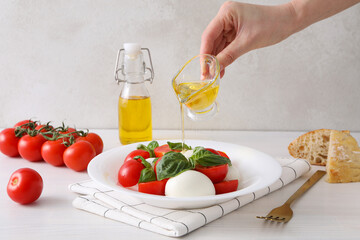 Concept of tasty Italian cuisine food - Caprese salad