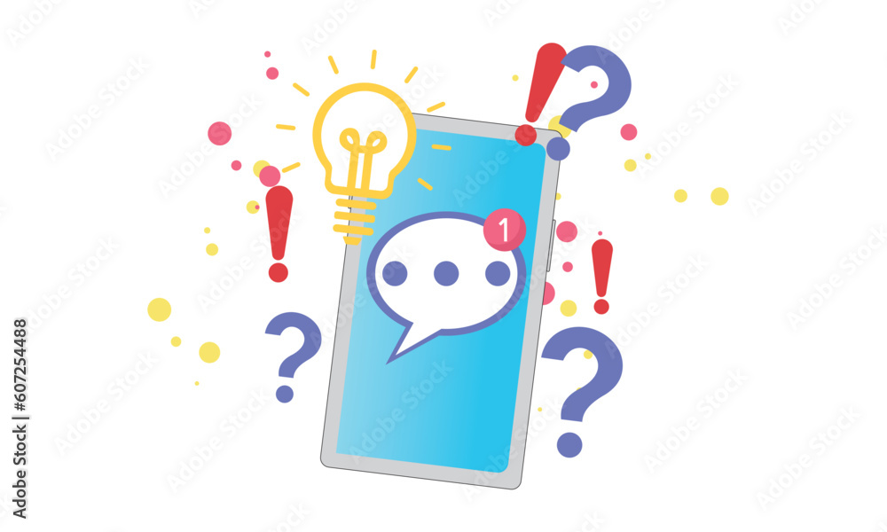 Poster questions and answers render illustration. questions with a choice of answers. online survey, statis