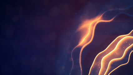 blue and orange shining fervent delicate lines - abstract 3D illustration