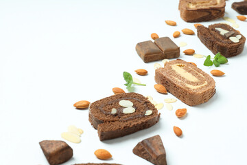 Concept of delicious sweet food - cake roll
