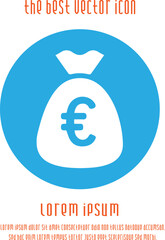 Money bag with euros vector icon. Simple isolated pictogram.