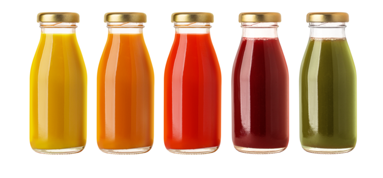 Bottles of juice isolated