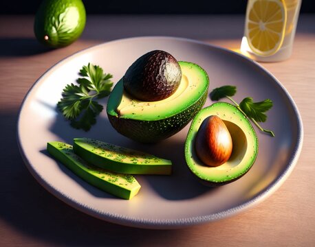 Avocado Slices On A Plate