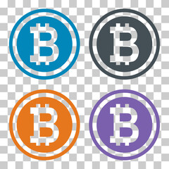 Obraz premium Set of Bitcoin web coin, internet electronic crypto design symbol, digital pay vector illustration