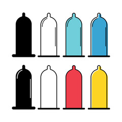 Set of Condom icon, health protection rubber symbol, preventation web sign design vector illustration