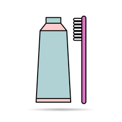 Tooth brush care shadow icon, dental hygiene web sign, health medicine vector illustration