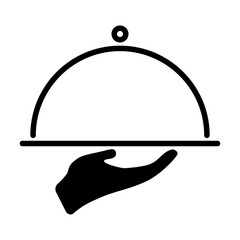 Waiter tray icon, dish menu restaurant web symbol, lunch design vector illustration