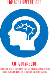 Head with brain vector icon eps 10. Simple isolated illustration.