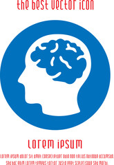 Head with brain vector icon eps 10. Simple isolated illustration.