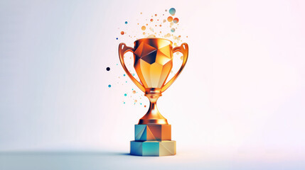 Luxury golden award trophy on white background. Generative AI. - obrazy, fototapety, plakaty