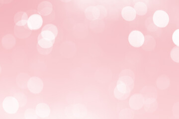 Beautiful White Bokeh Light De-focused A Pink Abstract Background. Celebration Festive, Romantic Love Valentines Theme. Circles Blurred Pink Backdrop.	
