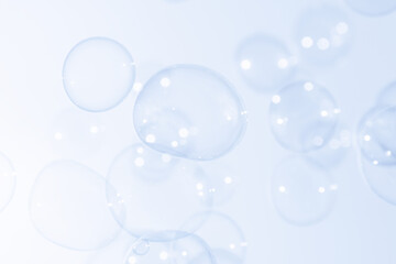 Beautiful Transparent Soap Bubbles. Abstract Background. Soap Suds Bubbles Water	