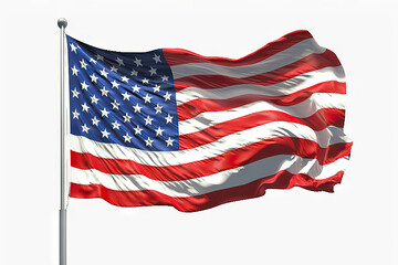 Obraz premium Proudly Flying: Isolated Flag of the United States of America on White Background. created with Generative AI