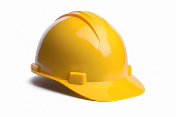 Fototapeta premium Safety First: Yellow Hard Hat, Isolated on White Background for Protection and Construction. created with Generative AI