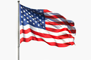 Obraz premium Proudly Flying: Isolated Flag of the United States of America on White Background. created with Generative AI