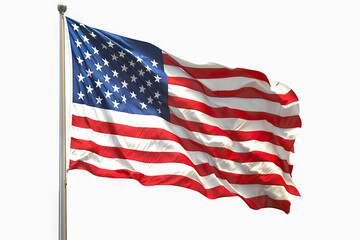 Proudly Flying: Isolated Flag of the United States of America on White Background. created with Generative AI