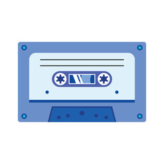 cassette icon over white background, vector illustration. colorful design. Cassette tape retro design in blue color. Music and recording design elements that can be used for various design needs