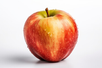 A fresh red apple highlighted on a white background. Generative AI illustration.