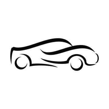 Car icon on white background. Vector illustration for your graphic design. Car logo inspiration, flat and simple shape of car symbol. Suitable for vehicle logo design, etc