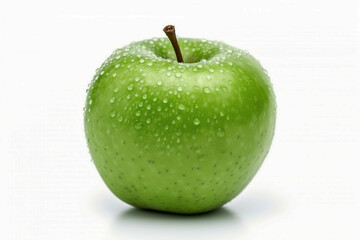 A fresh green apple isolated on a white background. Generative AI illustration.