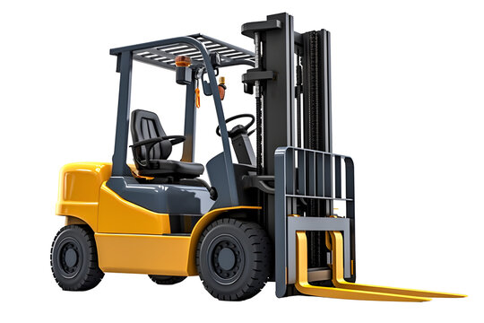 Forklift truck isolated on white. Generative AI