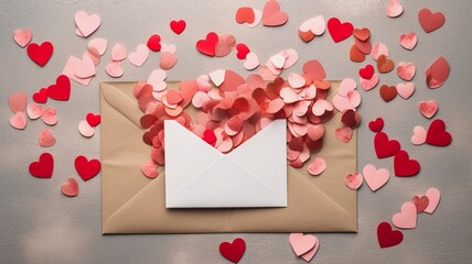 Valentine day holiday background with envelope paper Generative AI