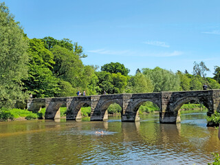 Fototapeta na wymiar Essex Bridge Grade I packhorse bridge across the River Trent, Great Haywood, Staffordshire, UK