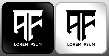 AF Letter SHIELD Logo Design. Creative Modern A F Letter icon Black and white