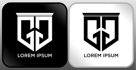 GG Letter SHIELD Logo Design. Creative Modern G G Letter icon Black and white