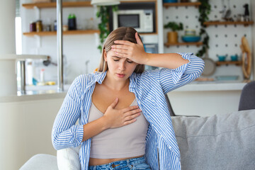 Breathing, respiratory problem, asthma attack, pressure, chest pain, sun stroke, dizziness concept....
