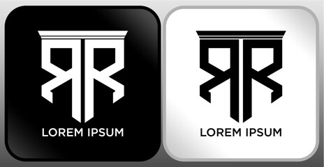 RR Letter SHIELD Logo Design. Creative Modern R R Letter icon Black and white