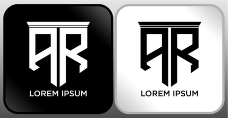 AR Letter SHIELD Logo Design. Creative Modern A R Letter icon Black and white