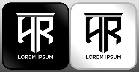 HR Letter SHIELD Logo Design. Creative Modern H R Letter icon Black and white