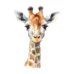 Watercolor giraffe isolated on transparent background. Generative AI