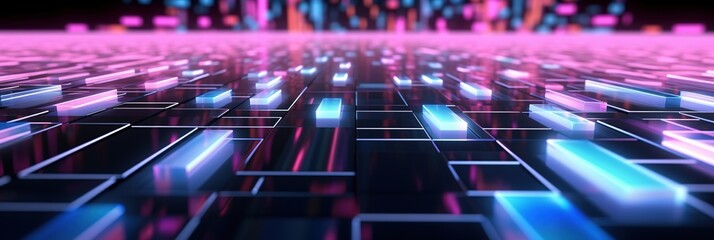 Fototapeta premium abstract futuristic background with pink blue glowing neon moving high speed wave lines and bokeh lights. Data transfer concept Fantastic wallpaper, Ai Generative