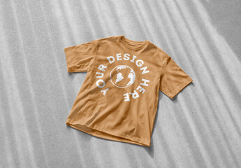 Mockup of customizable color t-shirt against customizable background, front view