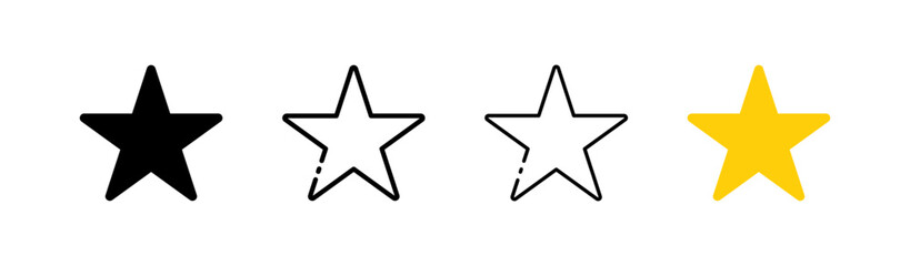 Star. Different styles, color, set of stars. Vector icons.