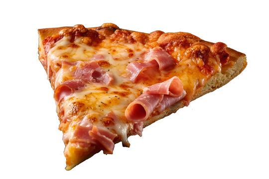 A Hot Pizza Slice With Dripping Melted Cheese. Isolated On White Background. Generative Ai