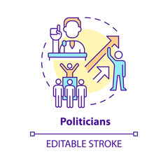 Politicians concept icon. Social issue. Raising awareness. Trend setter. Influence people. Political campaign abstract idea thin line illustration. Isolated outline drawing. Editable stroke