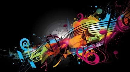 Naklejka na ściany i meble Abstract colorful musical background splash, isolated background, wallpaper. Generative AI